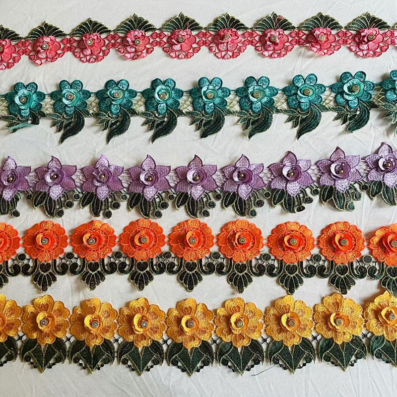 3D Multi-kleuren kralen Flower Guipure Borduurwerkvat: een perfecte mix van vakmanschap en technologie