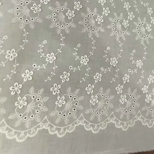 Geborduurd katoenen kanten eyelet stof