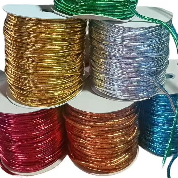 5 mm kleurrijk metalen polyester touw sieraden draad metalen koorden touw