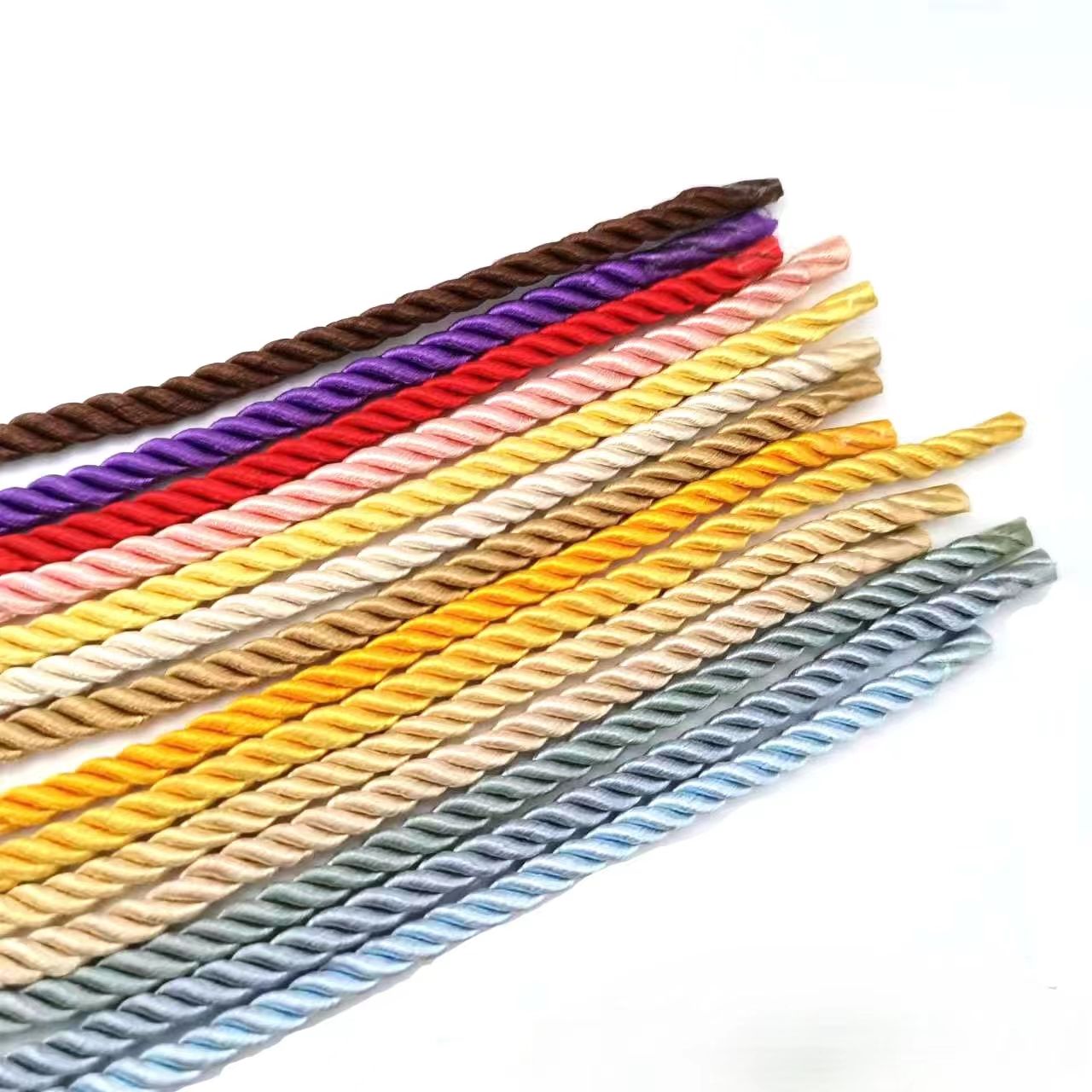Vaste kleur 7 mm strengen gekleurd zijde touwdecoratie zijden touw