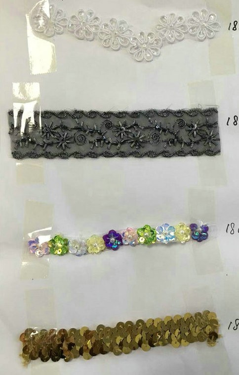 Clothing Accessories Gold and Silver Metallic Border Lace Trim Metallic Gold Sequins Embroidery Tatting Lace Trim