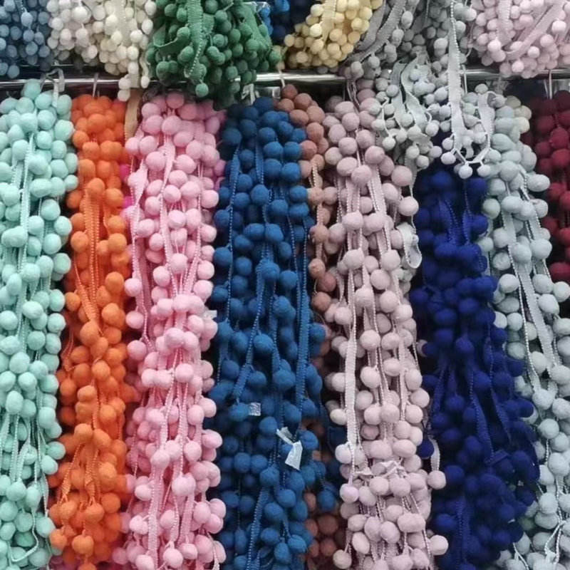 Multi -kleuren bal kanten decoratief kwastje ontwerpen pom pom trim