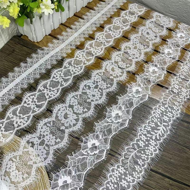 Fan-vormige nylon wimper kanten snijmen voor ondergoeddecoratie dubbele geschulpte wimperroeven trim