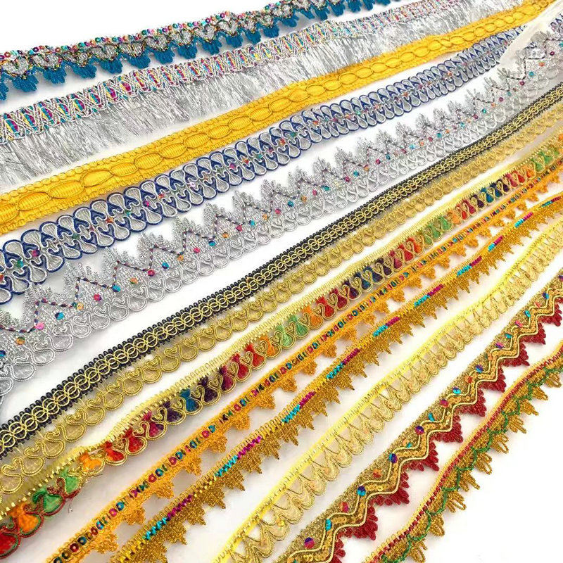 Clothing Accessories Gold and Silver Metallic Border Lace Trim Metallic Gold Sequins Embroidery Tatting Lace Trim