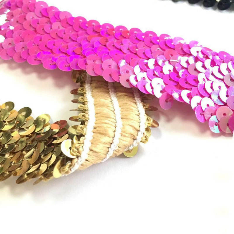 Verschillende breedte bling afwerking vlecht elastische pailletten kanten trim