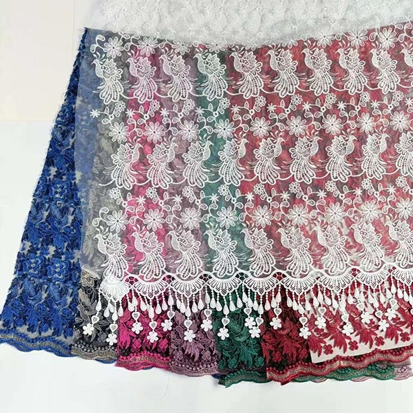 Groothandel Mooie 3D Bloem Kralen Goedkope Textiel Borduurstof Zwitserse Voile Kant Trim 2021